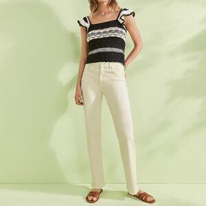 LOFT High Rise Full Length Straight Jeans